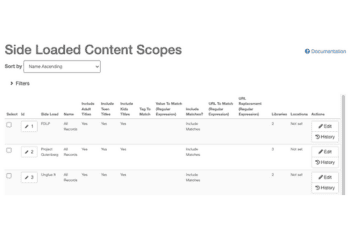 Image of the Aspen Side Loaded Content Scopes Settings
